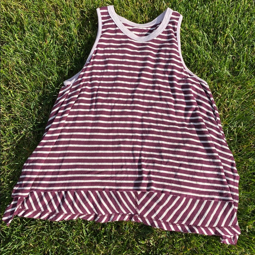 Free People Maroon Striped Tank Top XS